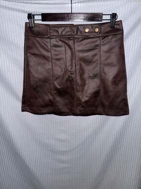 Alivia Ford Brown Faux Leather Mini Skirt Size 7